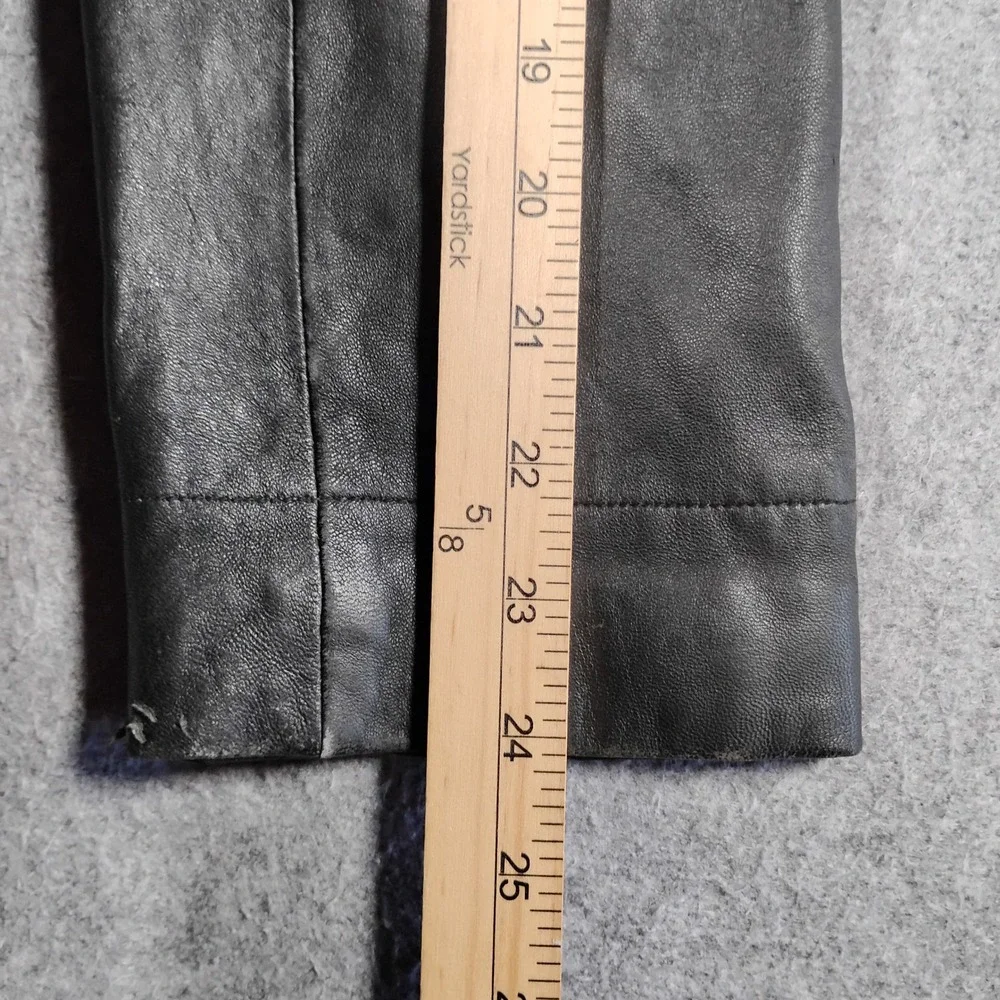 Mixit Womens Black Genuine Leather Moto Jacket Stand Collar Full Zip Size‎ Large